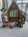 North Pole 5-Piece Hand-Painted Renaissance Nativity Set Joseph & Stained Glass