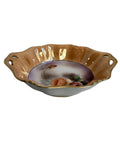 Vintage Noritake Hand Painted Roses Bowl Peach Gold Luster Scalloped Japan 9”