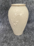 Lenox Ivory Porcelain Vase 9” Embossed Floral with 24K Gold Trim Made in USA