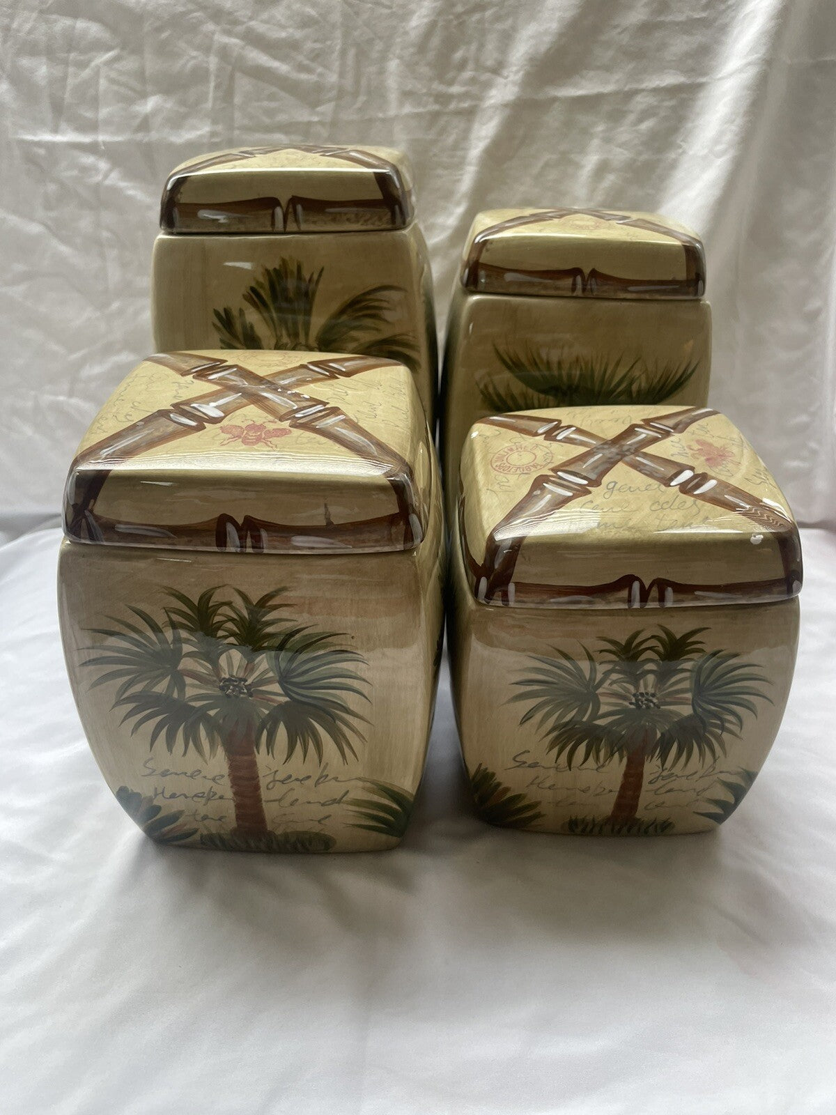Set of 4 Bora Bora Canisters w/Lids Tabletop Unlimited Tropical