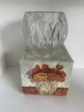 VTG AVON Starburst & Diamond Cut Clear Glass Crystal Candle Holder 4” Tall HEAVY