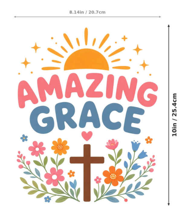 4pcs 10" DTF Transfers Amazing Grace Floral Cross Christian Faith Shirt Pack