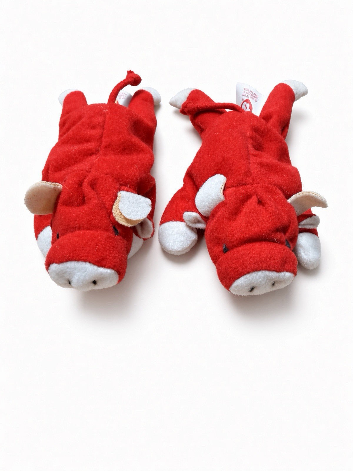 TY Snort Bull Beanie Baby Lot of 2 Red Plush 1995 1996 Vintage Retired