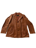 Leathers by Jeffery Jacket Mens Size 44 Brown Leather Coat Notch Lapel 70s