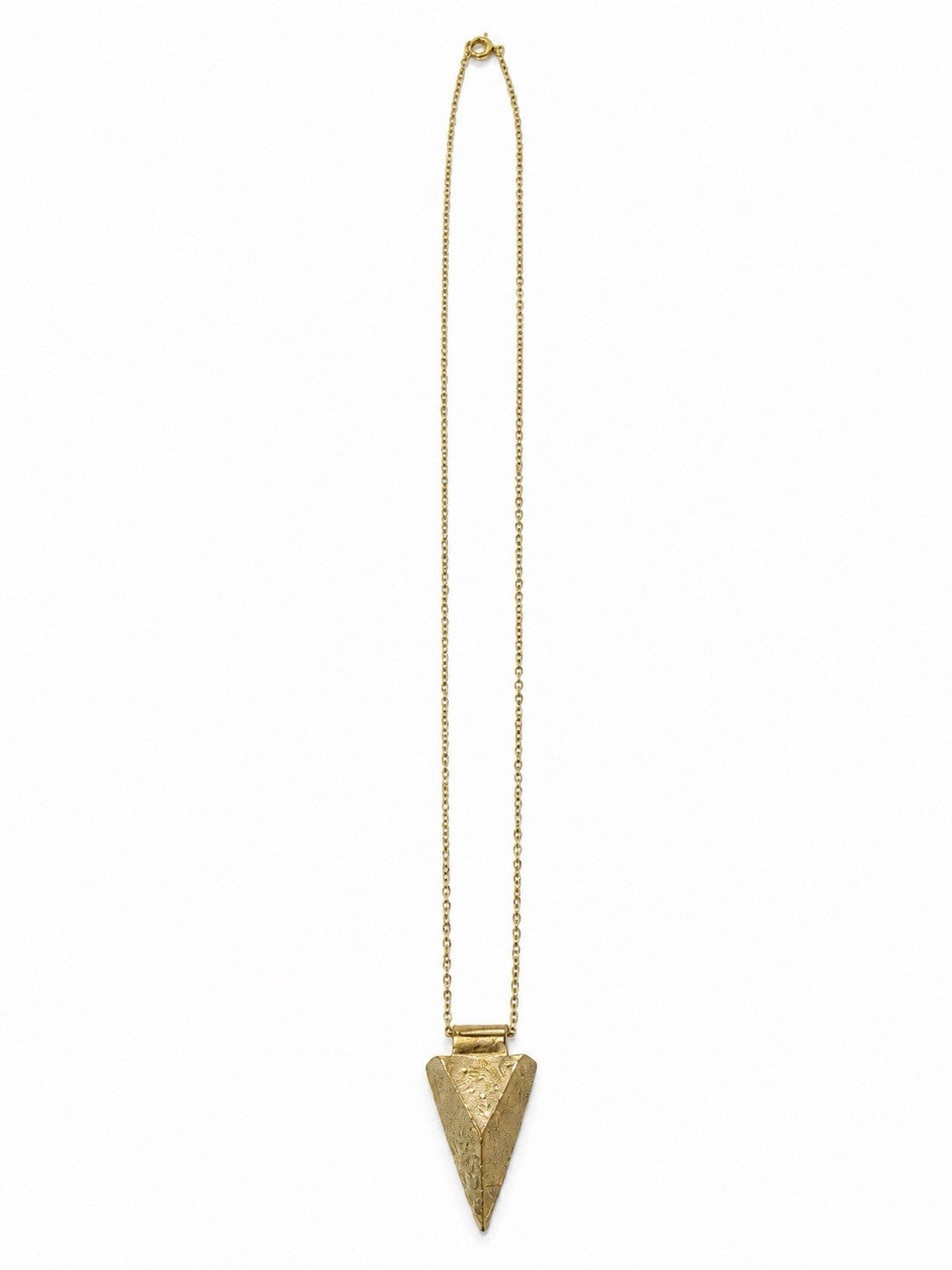 Vintage Gold Tone Arrowhead Pendant Necklace Geometric Statement Minimalist