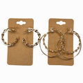 2 Pairs Gold Tone Hoop Earrings Set Twisted & Chain Link Fashion Jewelry
