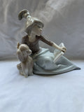 Lladró Porcelain Figurine #5475 - Girl Reading with Dog - Rare Collectible