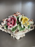 Capodimonte Italy Handcrafted Porcelain Flower Arrangement Centerpiece Basket