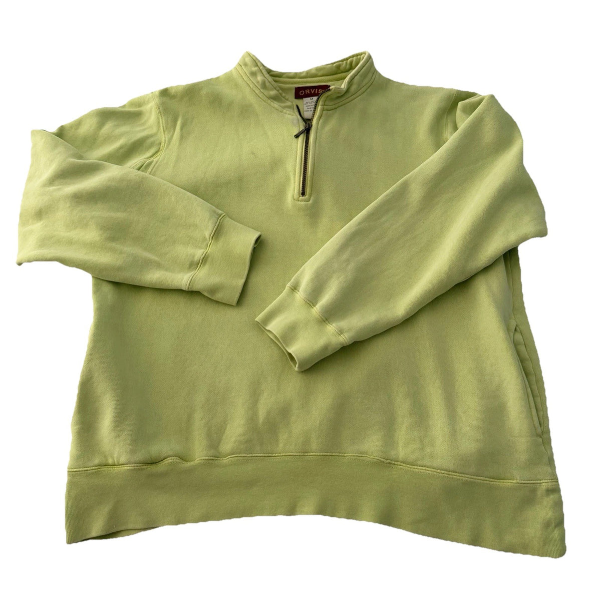 Orvis Lime Green 1/4 Zip Pullover Sweatshirt Size M