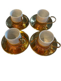 Set of 4 Gold Plated Demitasse Cup and Saucer - Made In England