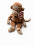 TY Beanie Babies Bongo Monkey 1995 Vintage Plush Swing Tag PVC Pellets 8” Brown