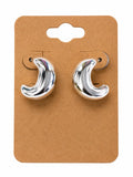 Silver Chunky Crescent Moon Stud Earrings Polished Statement Minimalist