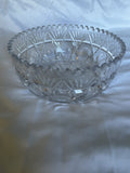 Vintage Cut Glass Crystal Serving Bowl with Geometric Starburst Design