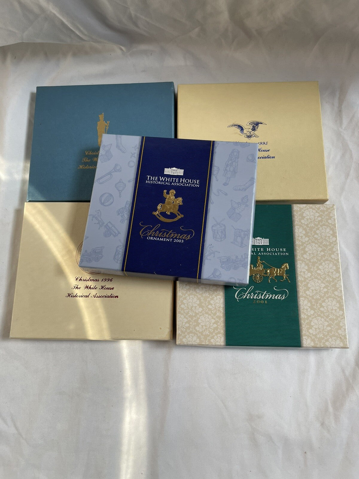 Lot of 5 The White House Christmas Ornaments (1994-96, 2001,2003) EUC