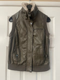 Ci Sono by Cavini Women’s Faux Leather Vest Size L – Sherpa Lined Collar, Olive