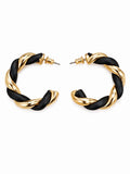 Black & Gold Twisted Hoop Earrings Chunky Rope Open Hoop Statement Earrings