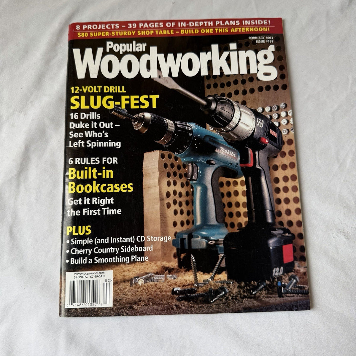 Popular Woodworking Feb 2003 12V Drill Test Built-In Bookcases Shop Plans