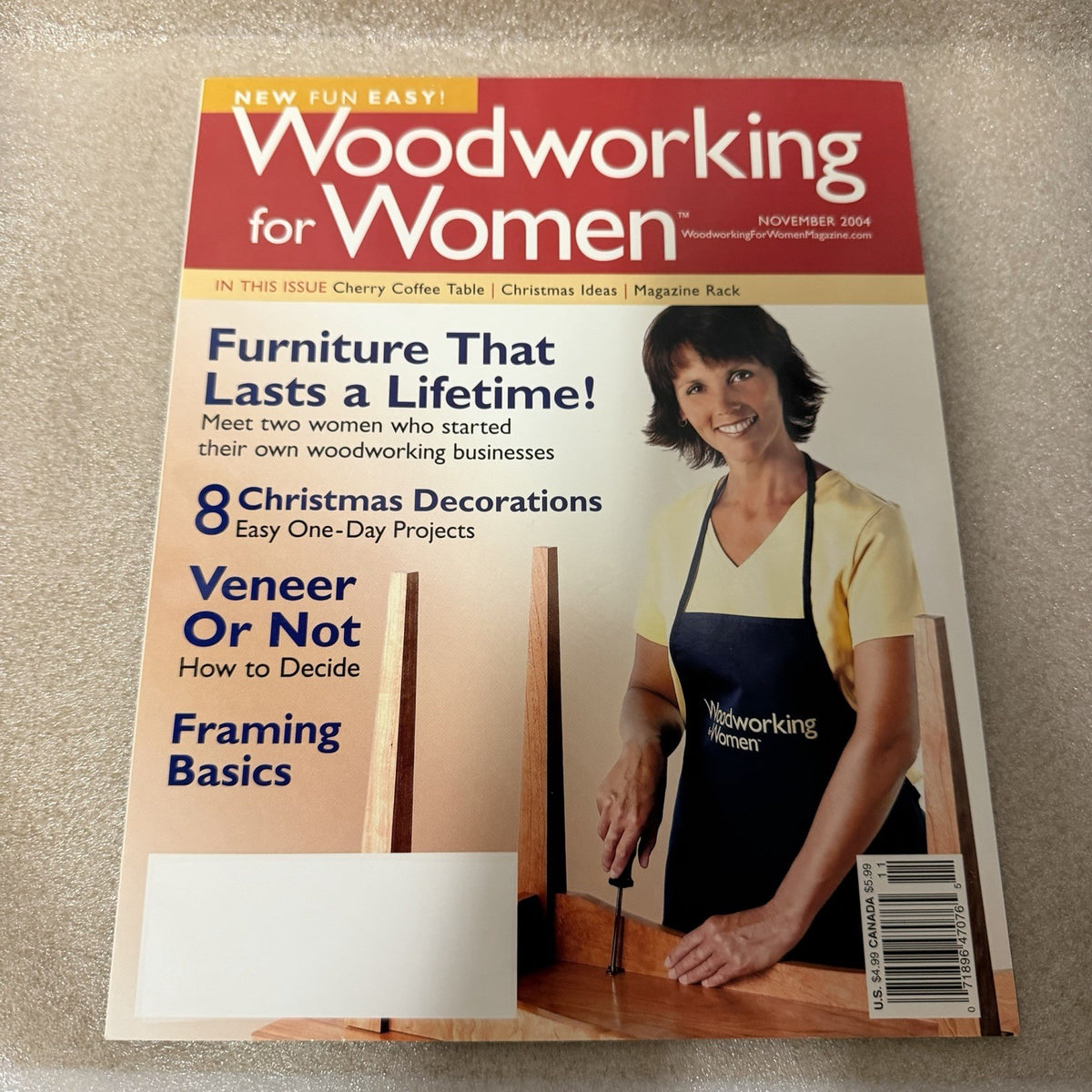 Woodworking for Women November 2004 Cherry Coffee Table Christmas Decor