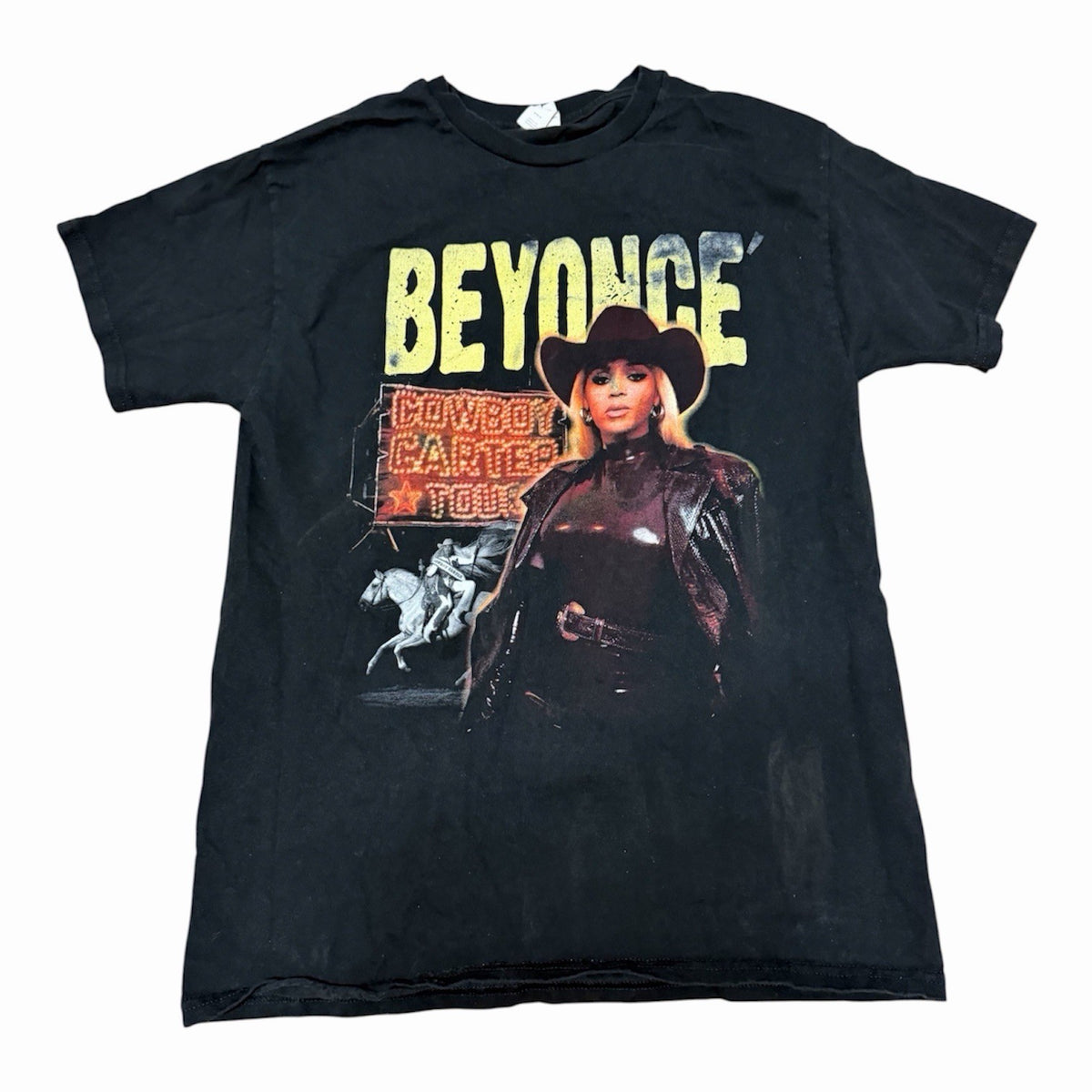 Hanes Beyonce Cowboy Carter Tour T-Shirt Black Graphic Tee Size M Music Merch