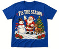 Tis the Season Santa Snowman Royal Blue Retro Christmas T-Shirt