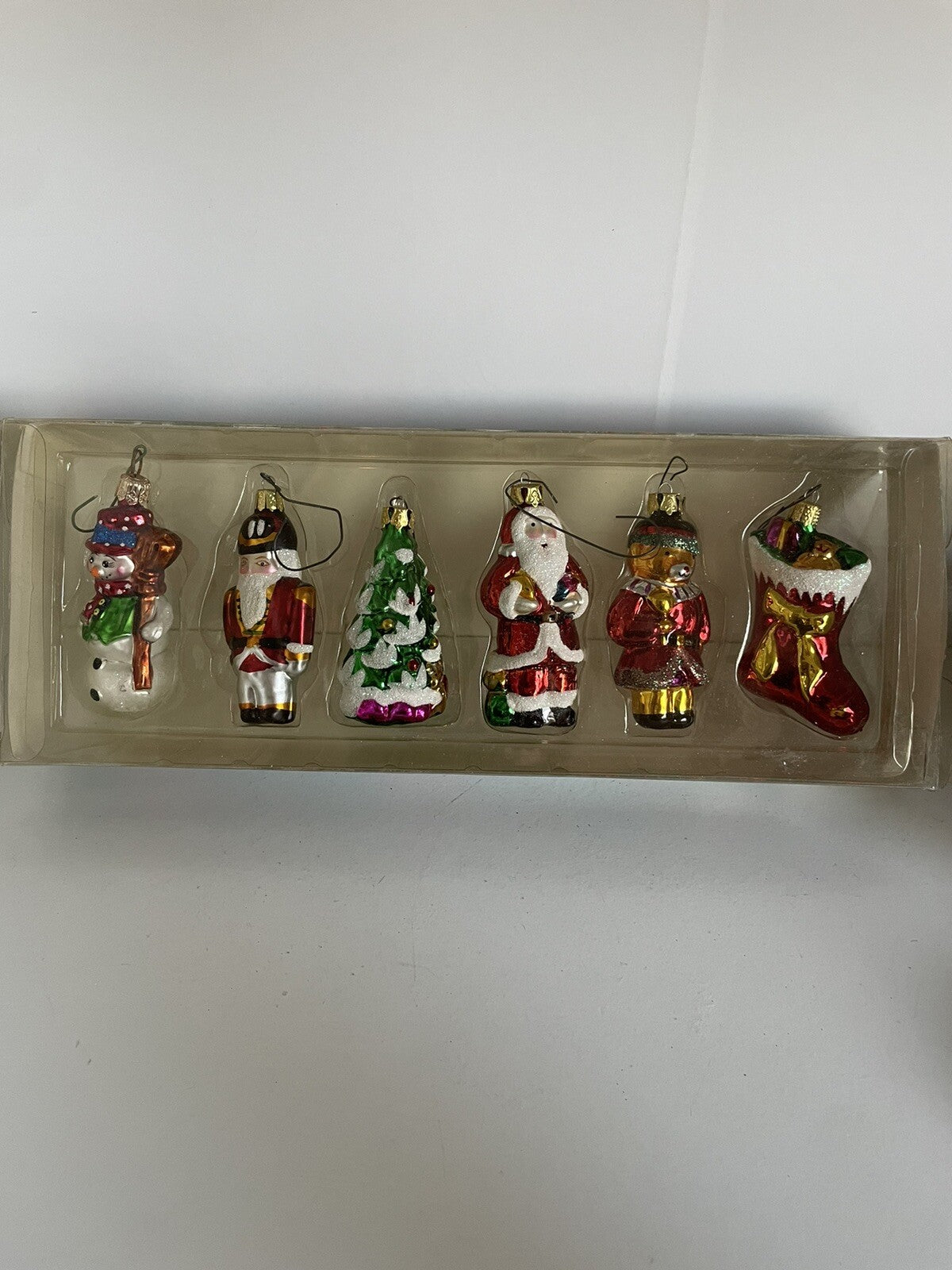 Vintage Kurt Adler Box Set of (6) Glass 3.5" Christmas Ornaments