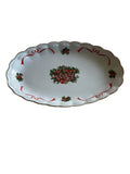 Walbrzych Holiday Ribbon Oval Platter Plate Ribbed Christmas 13.25x8 Poland