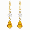 Amber Plastic Wired Bead Gold Tone Metal Dangle Pierced Earrings Vintage