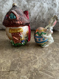 Christopher Radko Shroom with A View Bunny House & Easter Bunny