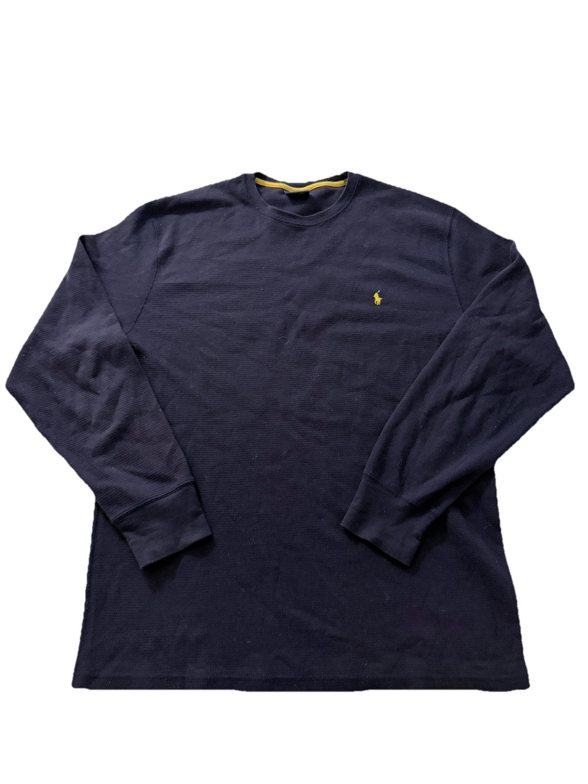 Polo Ralph Lauren Navy Blue Long Sleeve Thermal Sleep Shirt XL 100% Cotton