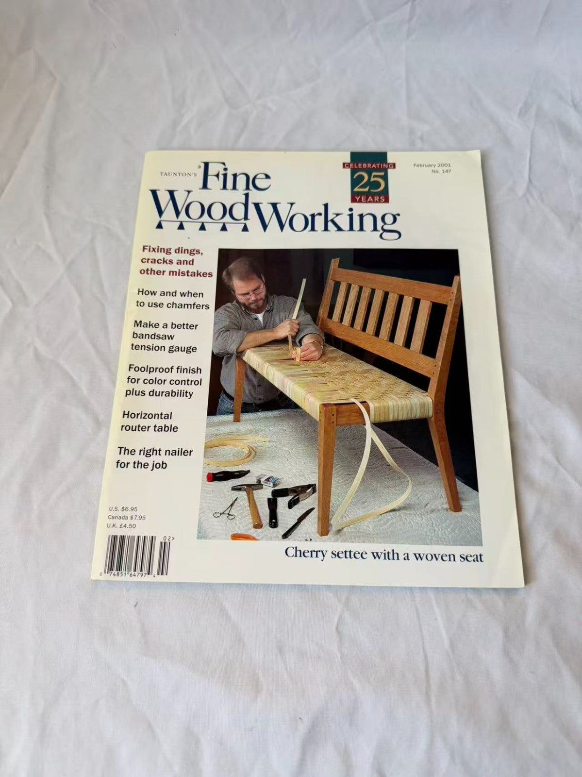 Fine Woodworking Magazine February 2001 No 147 Cherry Settee Woven Seat