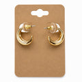 Gold Tone Chunky Hoop Earrings Small C Shape Statement Stud Earrings
