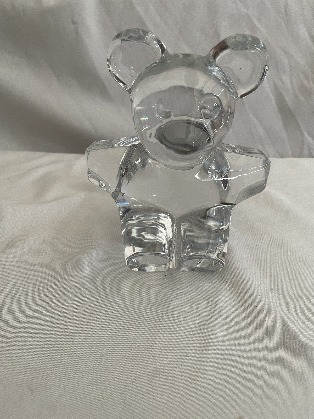 Vintage Daum France Crystal Glass Teddy Bear Paperweight/Figurine 5.5" Signed