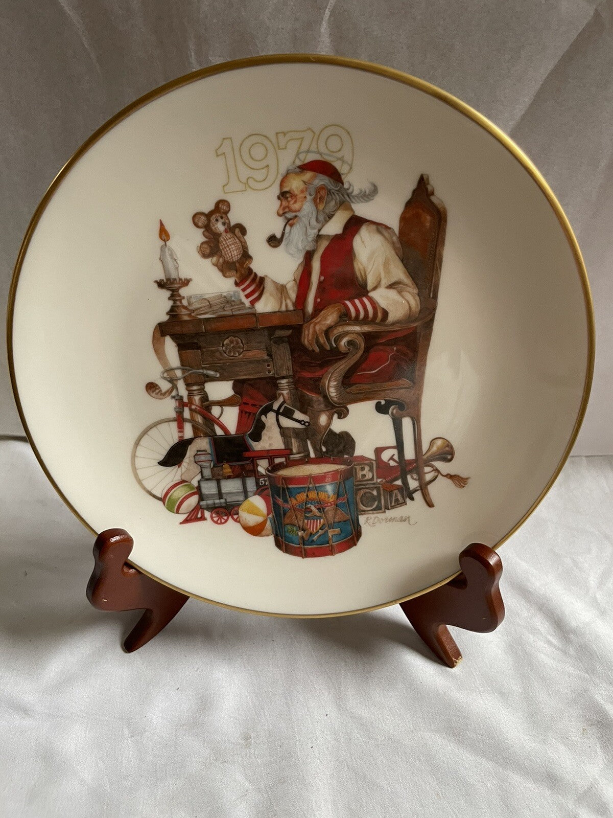 Vintage 1979 Gorham China Collector Plate Santa Good Deeds Norman Rockwell