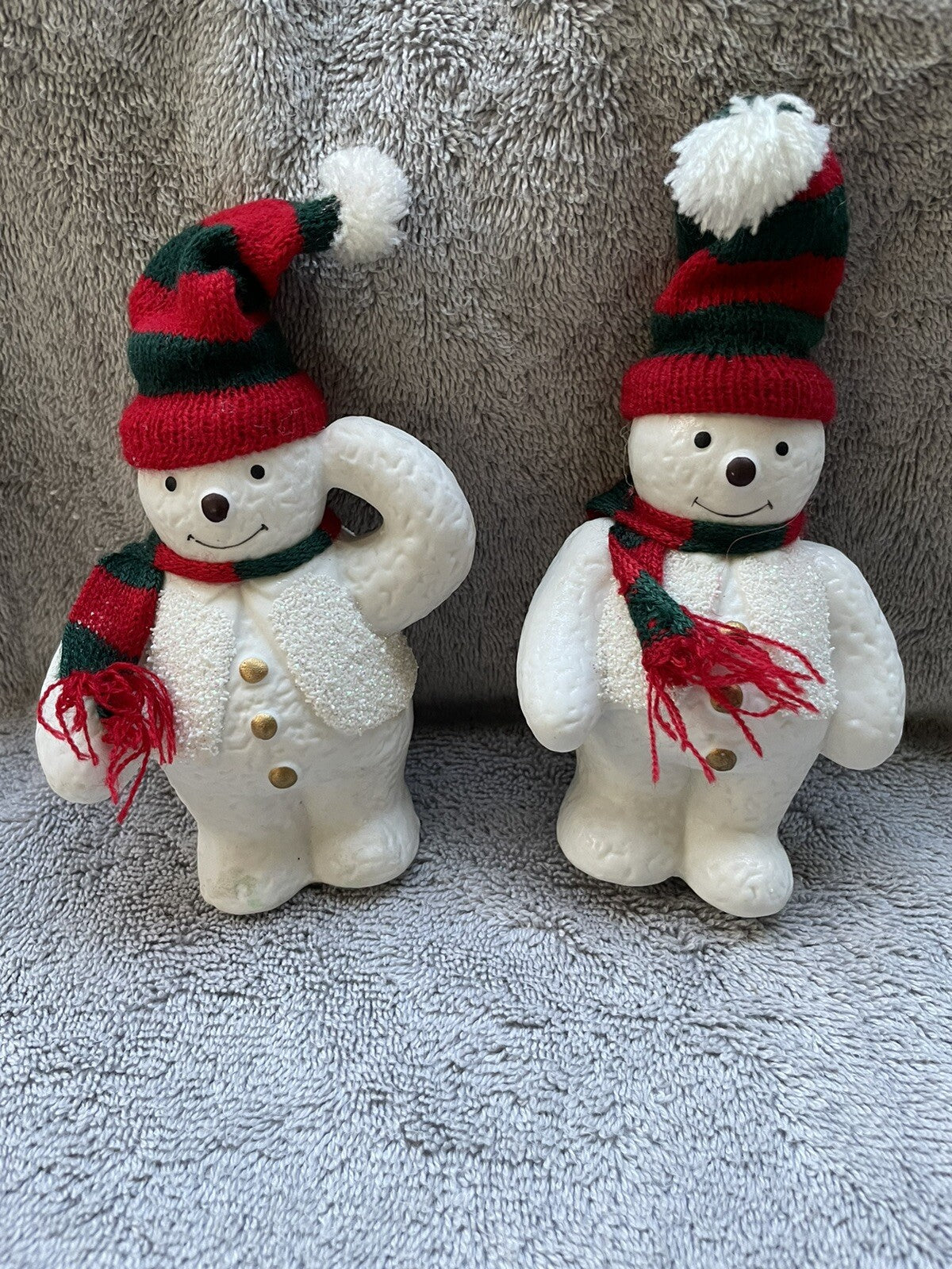 Vintage Set of 2 Christmas Snowman Figures 7”