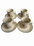 Sango Manor 8500 Stoneware Cups & Saucers Set of 4 Floral Purple