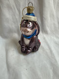 Disney Eeyore Christmas Ornament Glass Blue Hat & Scarf 4” Hand Painted