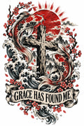 4PCS DTF Iron On Transfer 8.66in Grace Has Found Me Koi Cross Christian