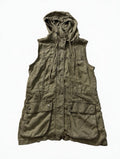 Kenneth Cole Reaction Olive Green Hooded Utility Vest Cargo Pockets S/P