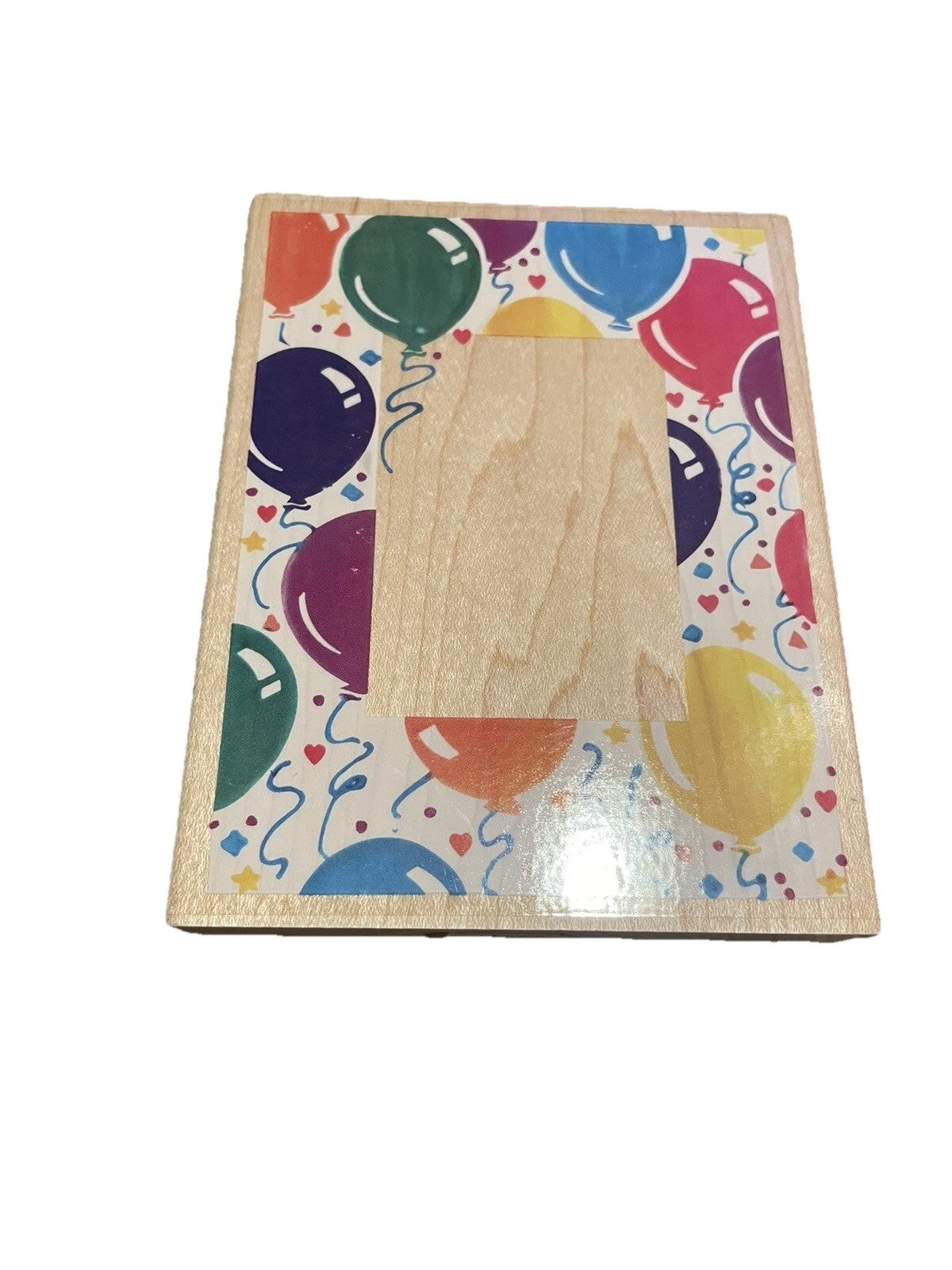 Vtg Stampendous Happy Birthday Balloon Frame R002 Wood Mounted Rubber Stamp